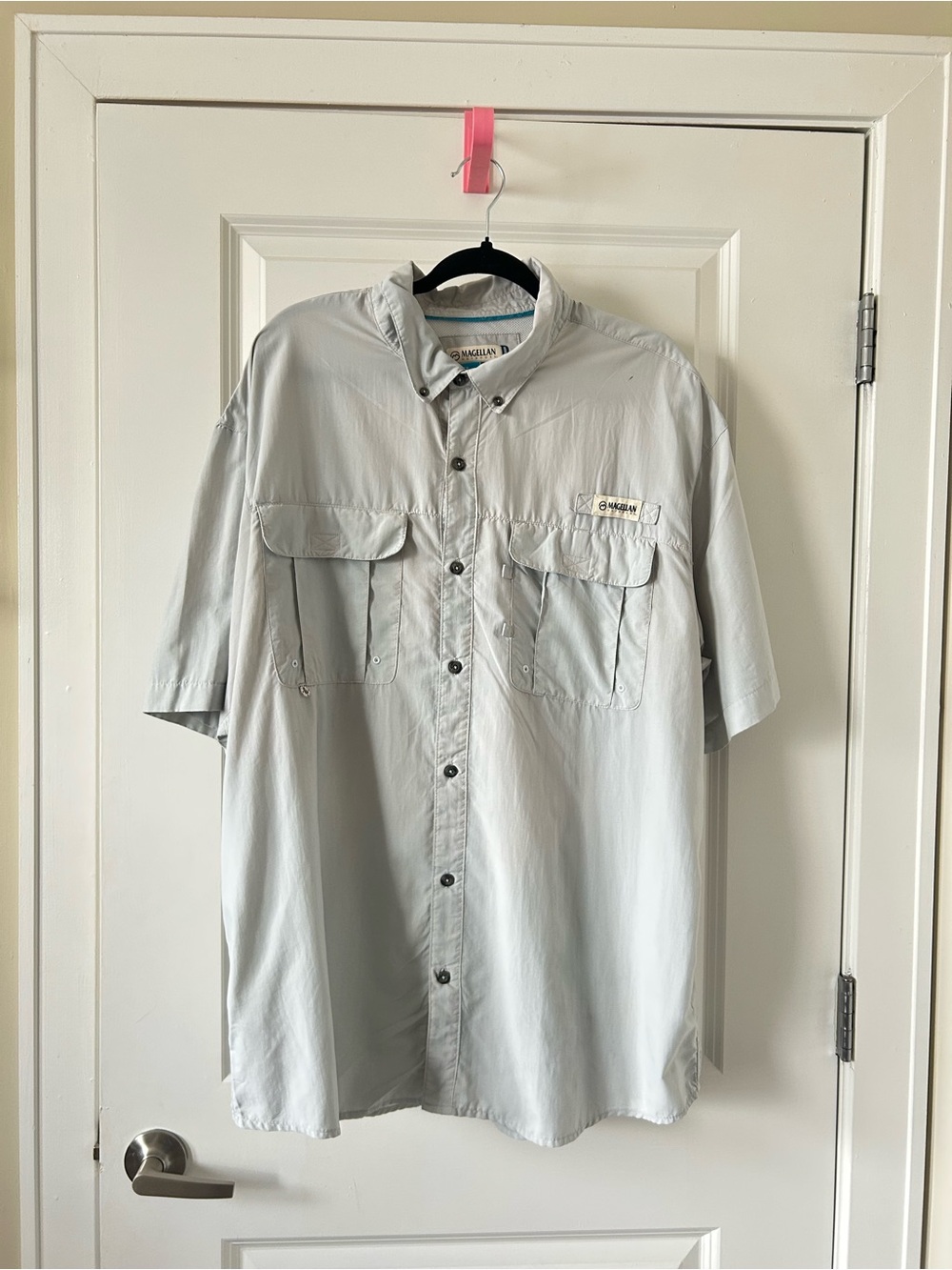 Magellan Outdoors Light Gray Short Sleeve Button Fishing Shirt